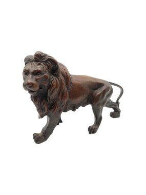 Wooden Carved Lion Statue Animal Sculpture Decor Repaired READ